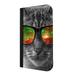 Grey Kitty in Galaxy Glasses - Passport Cover / Card Holder for Travel