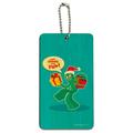 Gumby In Santa Hat With Gifts Here Comes The Fun Wood Luggage Card Suitcase Carry-On ID Tag