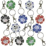 Poker Chip Keychains for Kids, Pack of 12, Fun Carabiner Clip for Backpack, Purse, Luggage, Themed Party Favors, Cool Goodie Bag Fillers, Small Prize for Boys and Girls