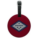 Arkansas State Flag Round Leather Luggage Card Suitcase Carry-On ID Tag