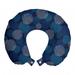 Abstract Travel Pillow Neck Rest, Modern Digital Featured Polka Dots Extravagant Dotted Circles, Memory Foam Traveling Accessory Airplane and Car, 12", Pale Blue Navy Blue, by Ambesonne