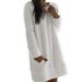 Women's Round Collar Simple Plush Dresses Casual Long Sleeve Straight Dress Loose Plus Size Tunic Autumn Winter Fleece Pullover