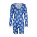 Sunisery Women Long Sleeve Buttons Print Jumpsuit Long Sleeve Pajamas Sleepwear for Women Ladies