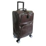 AmeriLeather 8601-4 24 in. Leather Croco-Print Removable Spinner Wheels Luggage, Dark Brown