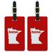 Graphics and More Minnesota MN Home State Luggage Suitcase ID Tags Set of 2 - Solid Red