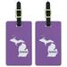 Graphics and More Michigan MI Home State Luggage Suitcase ID Tags Set of 2 - Solid Lavender Purple