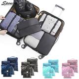 Spencer Set of 8 Waterproof Travel Packing Cubes Luggage Organizer Clothes Storage Bags Tidy Organizer Pouch Suitcase for Travel Camping Gym "Navy"
