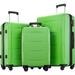 Booyoo 3pcs Luggage Set ABS Suitcases Waterproof Trolley Cases with Lock & Spinner Wheels Expandable Baggage, Green