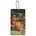 Christmas Holiday Santa Magic Peace Doves Wood Luggage Card Suitcase Carry-On ID Tag