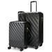 19V69 ITALIA Arrow 2 Piece Expandable Spinner Luggage Set (Black, 20/28)