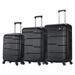 DUKAP RODEZ 3-Piece Plastic Luggage Set, Black (DKRODSML-BLK)