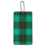 Plaid Turquoise Teal Gray Grey Pattern Wood Luggage Card Suitcase Carry-On ID Tag