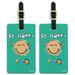 Be Happy Smiley Face with Stars Officially Licensed Luggage ID Tags Suitcase Carry-On Cards - Set of 2