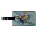 Surfing Surf Rainforest Tree Frog Tropical Rectangle Leather Luggage Card Suitcase Carry-On ID Tag