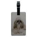 Shih Tzu Dog Precious Knit Hat Rectangle Leather Luggage Card Suitcase Carry-On ID Tag