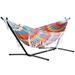 Dakota Fields Vivere Double Authentic Brazilian Hammock w/ Steel Stand (450 lb Capacity) Cotton in Orange/Pink/Blue | Wayfair