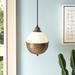 Mistana™ Emrich 1 - Light White Glass w/ Brass Metal Accent Globe Pendant Glass/Metal in Brown/White/Yellow | 12.5 H x 9.75 W x 9.75 D in | Wayfair