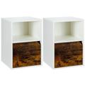 Costway Set of 2 Nightstands Side End Table for Living Room-White