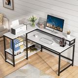 17 Stories Eleftherios L-Shape Desk Wood/Metal in Black | 35.4 H x 55 W x 23.6 D in | Wayfair 2A1007F83B644E3A9651D0AEFC5087CD