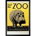 Trinx Visit The Zoo Philadelphia Hippo Retro Vintage WPA Art Project Black Wood Framed Poster 14X20 Paper | 26 H x 20 W x 1.5 D in | Wayfair