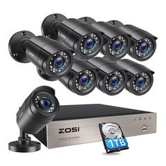 ZOSI 8CH DVR security camera system outdoor w/ 1TB HDD, 8 x 1080P bullet Outdoor cameras, Motion alert in Black | 15 H x 11 W x 11 D in | Wayfair