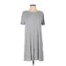 Mary Square Casual Dress - Shift: Gray Solid Dresses - Women's Size Small