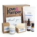 Love & Pamper MEDITATION - Aromatherapy Pamper Gift Set For Women,Blend of Ho Wood Oil Ylang Ylang Bergamot & Clary Sage Essential Oil,Massage Oil,Himalayan Bath Salt,Soy Wax Candle,Triple Milled Soap