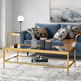 Wade Logan® Mulligan Coffee Table w/ Storage Metal in Yellow/Brown | 17 H x 54 W x 24 D in | Wayfair DE20B86BE74A4A368CD37D7A2957EC5F