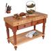 John Boos CUCR 48x24 Butcher Block with Shelf & Henckels Knife Set