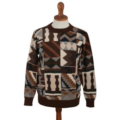 Inca Tocapu,'Men's Alpaca Pullover with Incan Toca...