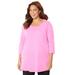 Plus Size Women's Active Slub Scoopneck Tee by Catherines in Pink Glow (Size 2X)