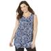 Plus Size Women's Monterey Mesh Tank by Catherines in Dark Sapphire Allover Palms (Size 2X)