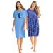 Plus Size Women's 2-Pack Short-Sleeve Sleepshirt by Dreams & Co. in French Blue Tie Dye Moon (Size M/L) Nightgown