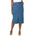 Plus Size Women's Comfort Waist Stretch Denim Midi Skirt by Jessica London in Medium Stonewash (Size 20) Elastic Waist Stretch Denim