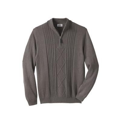 Men's Big & Tall Liberty Blues™ Shoreman's Quarter Zip Cable Knit Sweater by Liberty Blues in Heather Slate (Size 4XL)