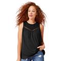 Plus Size Women's Crochet Lace Tank by ellos in Black (Size 38/40)