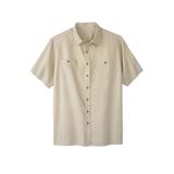 Men's Big & Tall Short-Sleeve Linen Shirt by KingSize in Stone (Size 3XL)