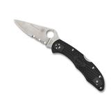 Spyderco Delica Lightweight Thin Blue Line Folding Knife 2.9 in VG-10 Leaf Black C11FPSBKBL