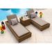 AKOYA Outdoor Essentials Malmo 3 Piece Outdoor Patio Chaise Lounge Set In Natural Wicker/Rattan in Red/Gray/Brown, Size 10.5 H x 32.5 W x 81.5 D in