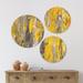 East Urban Home Designart 'Grey & Yellow Abstract Pattern' Abstract Wall Art Set Of 3 Circles in Brown/Green | 34 H x 44 W x 1 D in | Wayfair