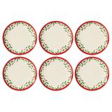 Lenox Holiday 6-Piece Accent Plate Set Porcelain China/Ceramic in Brown/Green/Red | Wayfair 893491
