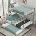 Twin over Full Bed with Sturdy Steel Frame, Bunk Bed with Twin Size Trundle, Two-Side Ladders