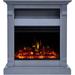 Hanover Drexel 34 In. Electric Fireplace Heater with Charred Log Display and Slate Blue Mantel - 34 Inch