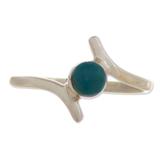 Peruvian Wave,'Chrysocolla and 950 Silver Cocktail Ring from Peru'