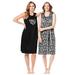 Plus Size Women's 2-Pack Sleeveless Sleepshirt by Dreams & Co. in Black White Zebra (Size 14/16) Nightgown