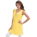 Plus Size Women's Button-Front Henley Ultimate Tunic Tank by Roaman's in Lemon Mist (Size L) Top 100% Cotton Sleeveless Shirt