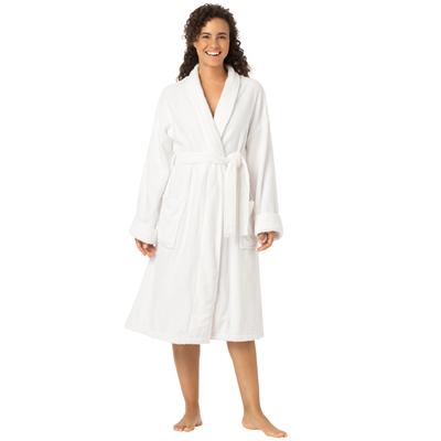 Plus Size Women's Short Terry Robe by Dreams & Co. in White (Size 2X)