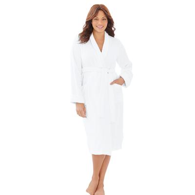 Plus Size Women's Short Terry Robe by Dreams & Co. in White (Size 2X)