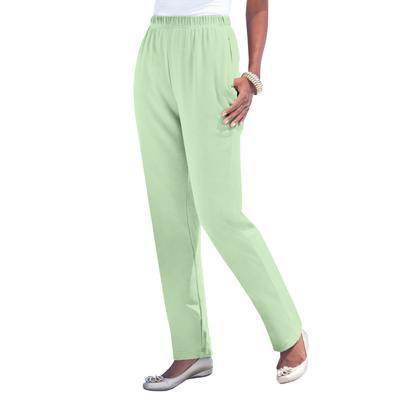 Plus Size Women's Straight Leg Soft Knit Pant by Roaman's in Green Mint (Size 5X) Pull On Elastic Waist
