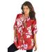 Plus Size Women's English Floral Big Shirt by Roaman's in Antique Strawberry Romantic (Size 18 W) Button Down Tunic Shirt Blouse